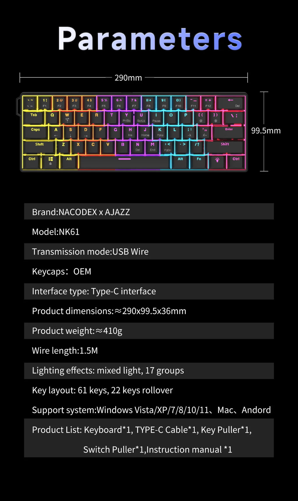 NK61 RGB Mechanical Keyboard